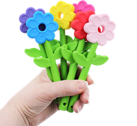 ARK Therapeutic giocattolo da masticare Flower Wand giocattolo sensoriale blu Tweekleurige kauwstaaf met bloemvorm, geschikt voor kauwen met kiezen én voortanden.-2