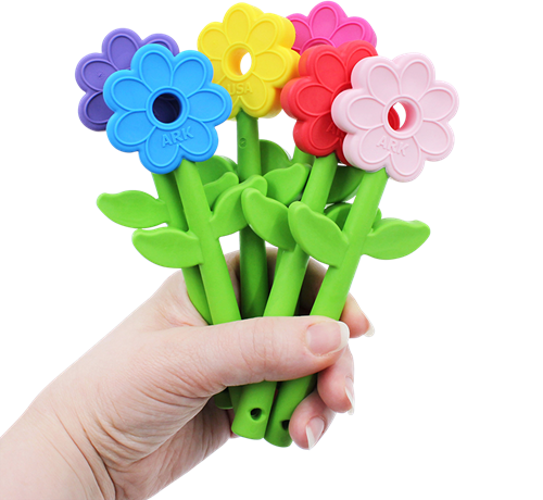 ARK Therapeutic giocattolo da masticare Flower Wand - giocattolo sensoriale rosa Tweekleurige kauwstaaf met bloemvorm, geschikt voor kauwen met kiezen én voortanden.-2