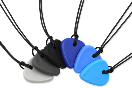ARK Therapeutic collana da masticare plettro chitarra giocattolo sensoriale blu scuro Klein en dun kauwsieraad, discreet voor tieners en volwassenen.-2