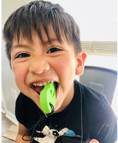 ARK Therapeutic collana da mordere T-Rex giocattolo sensoriale blu scuro Stevige, brede kauwketting in T-Rex-vorm, geliefd bij dinofans, voor kinderen en volwassenen.-3
