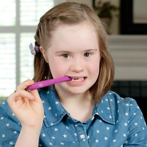 ARK Therapeutic gioco da mordere Grabber Original magenta strumento orale sensoriale Klassieke P-vormige handkauwtool, ontwikkeld door een logopedist, voor kauwoefening en zelfregulatie.-3
