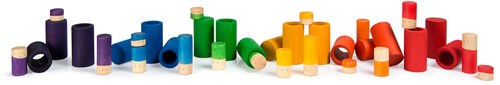 Grapat set di gioco LO figure in legno 36 pezzi colori base