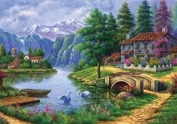 Art Puzzle puzzle paesaggio Lake Village - 1500 pezzi