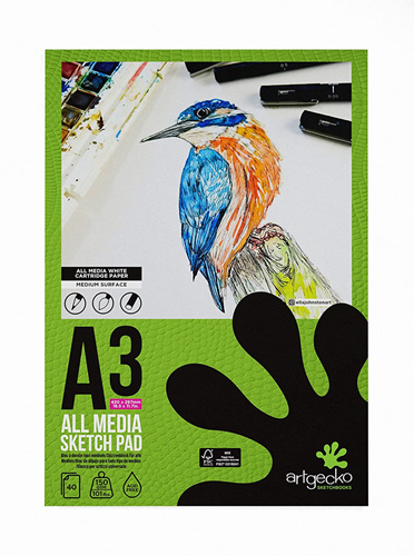 Artgecko blocco da disegno A3 bianco 150gr 40 fogli - carta creativa