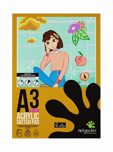 Artgecko album da disegno A3 carta acrilica 240gr 20 fogli bianco creativo