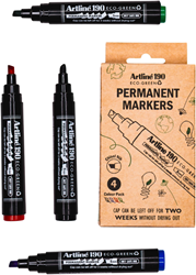 Artline set di pennarelli permanenti - Eco-Green Drysafe 190, 4 colori