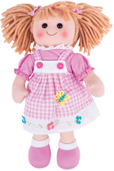 BigJigs bambola Ava bambola di stoffa capelli biondi vestito rosa