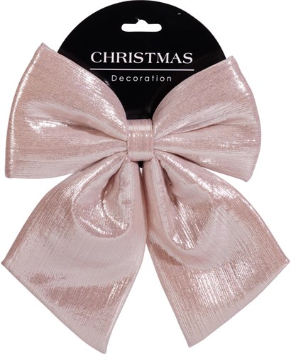 Home & Styling decorazione natalizia fiocco rosa 23cm vetro