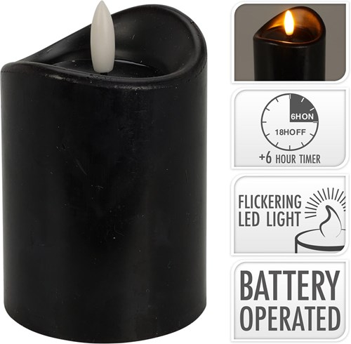 Home & Styling candela LED nera 70x100mm luce calda d'atmosfera