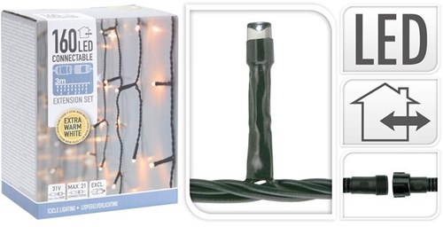 Home & Styling luci a stalattite collegabili 160 LED bianco caldo esterno