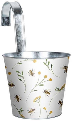 Esschert Design vaso da fiori con gancio stampa api per balcone e giardino