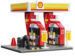 Cada set di costruzione giocattolo stazione di servizio Shell negozio 305 pezzi