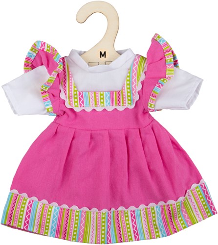 Bigjigs Abito rosa con finiture a righe Medio