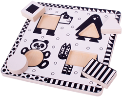 BigJigs puzzle animali in legno bianco e nero giocattolo educativo