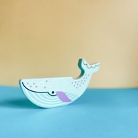 Bajo giocattolo educativo animali in pericolo - figura balenottera azzurra