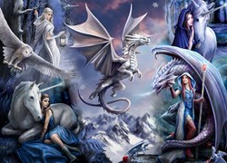 Bluebird Puzzle puzzle Anne Stokes Silver Dragon Collage 1500 pezzi