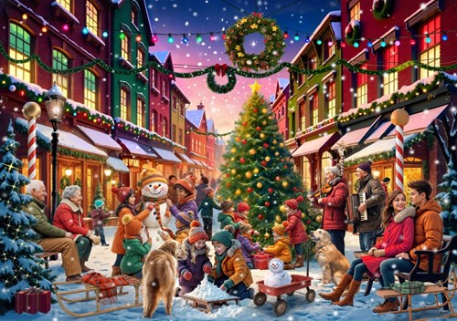 Bluebird Puzzle puzzle natalizio Christmas Street - 2000 pezzi cartone