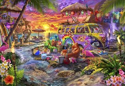 Bluebird Puzzle puzzle Hippie Beach 1000 pezzi scena da spiaggia colorata