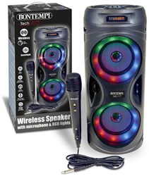 Bontempi altoparlante wireless karaoke con microfono ed effetti luce