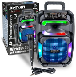 Bontempi soundbox karaoke wireless con microfono ed effetti luminosi