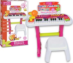 Bontempi tastiera elettronica rosa con microfono e spettacolo di luci