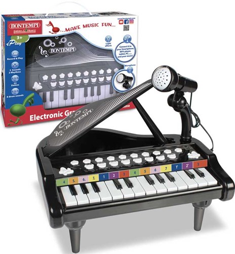 Bontempi pianoforte elettronico giocattolo con microfono - nero - musica