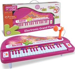 Bontempi pianoforte giocattolo elettronico con microfono rosa per bambini