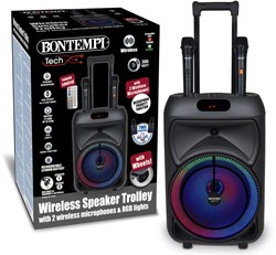 Bontempi soundbox trolley wireless con microfoni e display - speaker karaoke