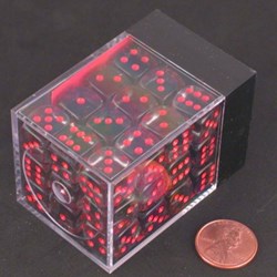 Chessex Set di dadi D6 da 12 mm fumo traslucido/rosso (36 pezzi)