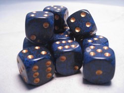 Set di dadi Chessex Cobalt Speckled D6 16 mm (12 pezzi)