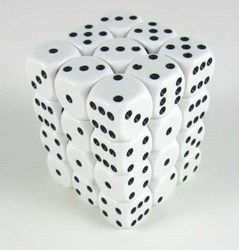 Set di dadi Chessex Opaque bianco/nero D6 12 mm (36 pezzi)