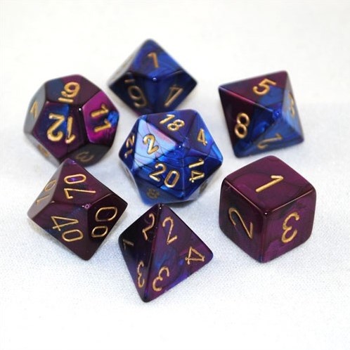 Chessex Set di dadi Polydice Gemini blu-viola/oro (7 pezzi)