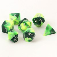 Chessex Gemini Green-Yellow/Silver Polydice Set di dadi (7 pezzi)