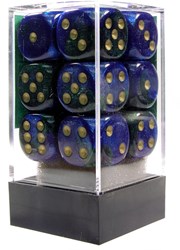 Chessex Set di dadi Gemini blu-verde/oro D6 16mm (12 pezzi)