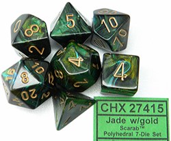 Chessex Scarab Giada/oro Polydice Set di Dadi (7 pezzi)