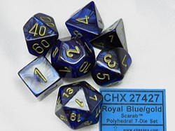 Chessex Scarab Royal Blue/gold Polydice Set di dadi (7 pezzi)