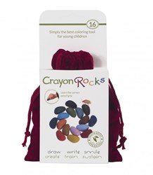 Crayon Rocks pastelli a cera sacchetto velluto rosso - 16 colori ergonomici