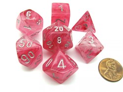 Chessex Set di dadi Polydice Ghostly Glow rosa/argento (7 pezzi)