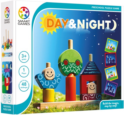 Smart Games gioco di impilamento in legno Day & Night - giocattolo educativo - 48 sfide
