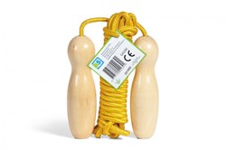 BS Toys corda per saltare gialla con manici in legno - giocattolo da esterno extra lungo