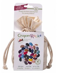 Crayon Rocks pastelli a cera - sacchetto di cotone - 32 colori - presa ergonomica