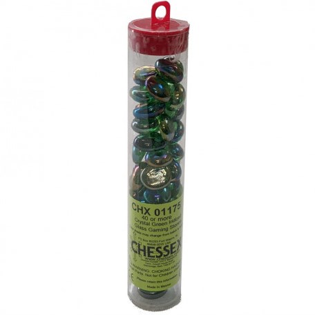 Chessex pietre da gioco in vetro verde cristallo iridescente - 40+ pezzi