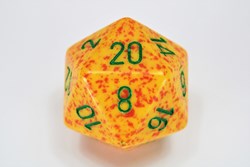 Chessex dado speckled Lotus 34mm D20 arancione verde