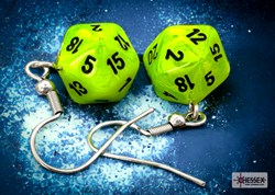 Orecchini a gancio giocattolo Chessex Vortex Bright Green Mini-Poly D20