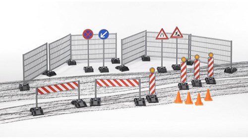 Bruder cantiere set da gioco accessori lavori stradali plastica-3