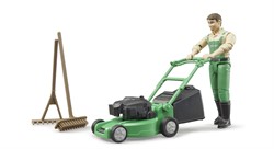 Bruder Bruder bworld Tuinman met grasmaaier en tuingereedschap