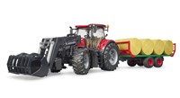 Bruder trattore Case IH Optum 300CVX con rimorchio per balle giocattolo fattoria-2