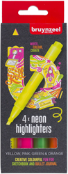 Bruynzeel evidenziatori neon set - 4 pezzi marcatori multicolore