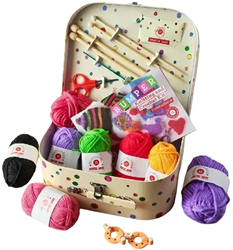 Buttonbag set maglia e uncinetto per bambini - valigetta giocattolo creativa
