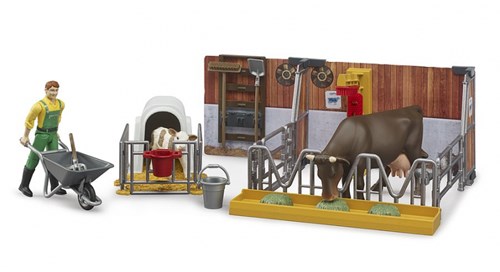 Bruder stalla giocattolo fattoria con figura e accessori